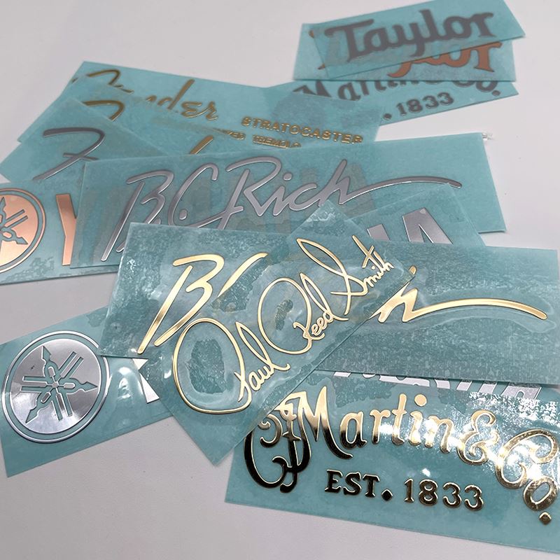Hot guitar logo nhãn dán kim loại điện thoại di động máy tính nhãn dán trang trí kim loại vàng-mạ nhãn dán kim loại trang trí diy