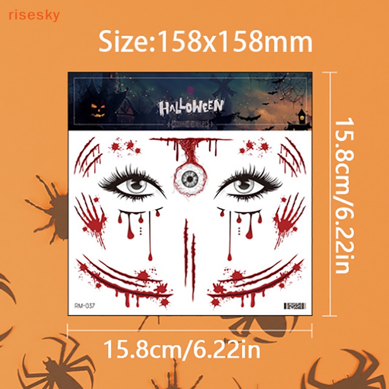 Halloween không thấm nước hình xăm tạm thời dán trang điểm đẫm máu zombie vết sẹo trang trí vết thương kinh dị máu sticker