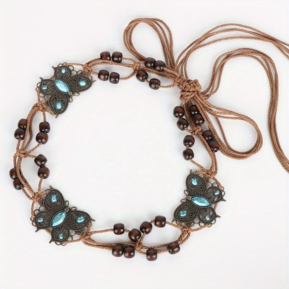 Phụ kiện keene bohemian, bohemia rope boho butterfly tie belt, váy thắt lưng đính cườm kim loại