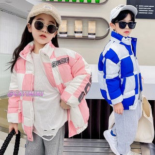 Catimini quần áo đệm trẻ em áo khoác nỉ bông bé gái Áo khoác cổ đứng kẻ sọc trẻ em