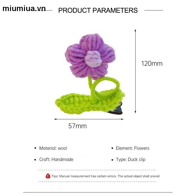 Miumiua🔮Kẹp tóc cây mầm xinh, hoa 6 cánh bằng len handmade