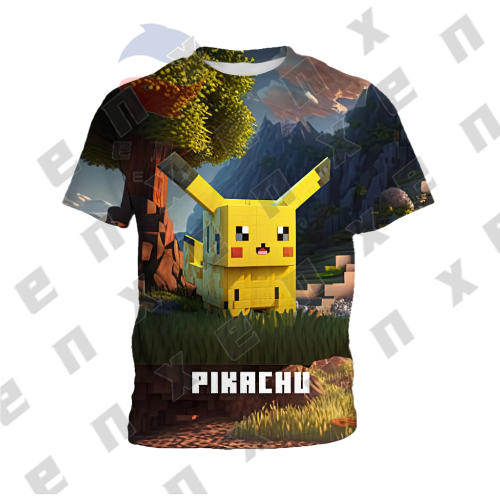 Áo Thun Cộc Tay In Hình Pikachu Cho Bé 3-13 Tuổi