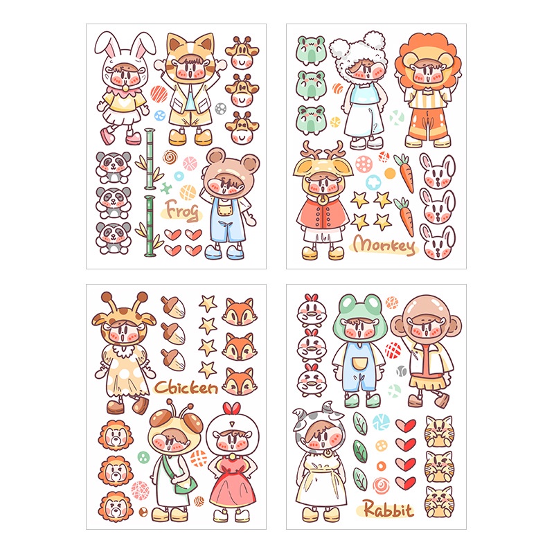 Miếng Dán Trang Trí Sổ Tay Nhật Ký Hình Hoạt Hình Xia Yanzi Dễ Thương