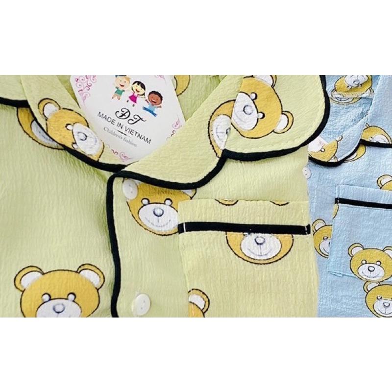 Bộ pizama hình gấu con, bộ ngủ dài tay hình gấu con cho bé trai và gái 8-20kg