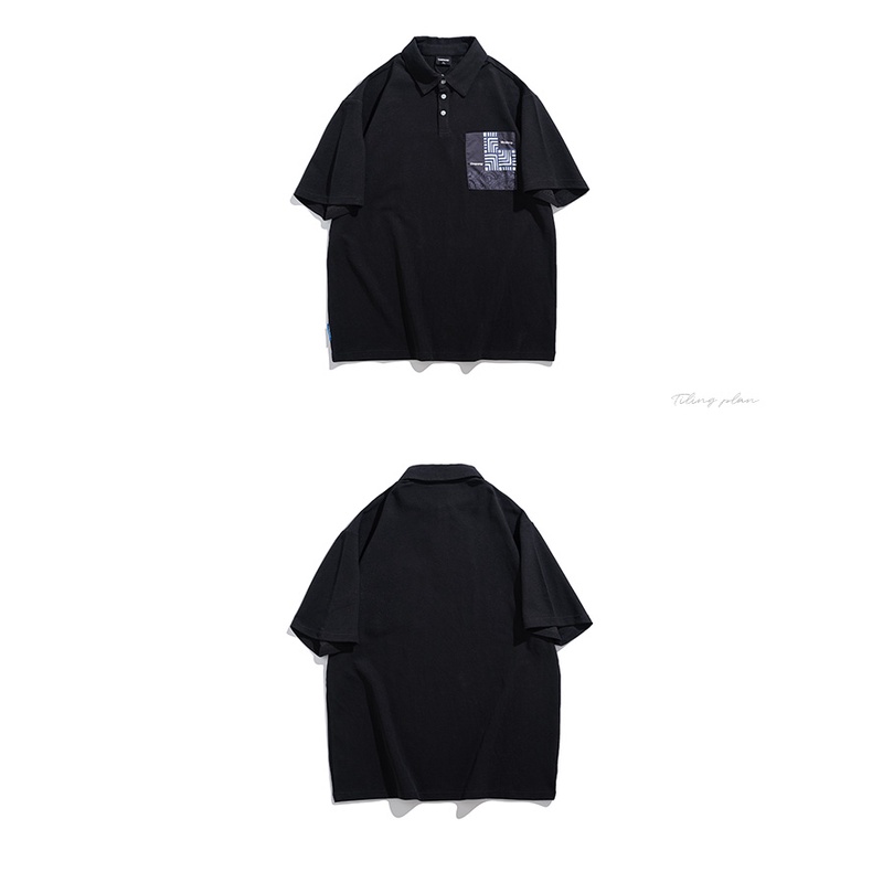 Áo polo Màu Đen Tay Ngắn Dáng Rộng Có Size Lớn M-8XL Dành Cho Nam Giới