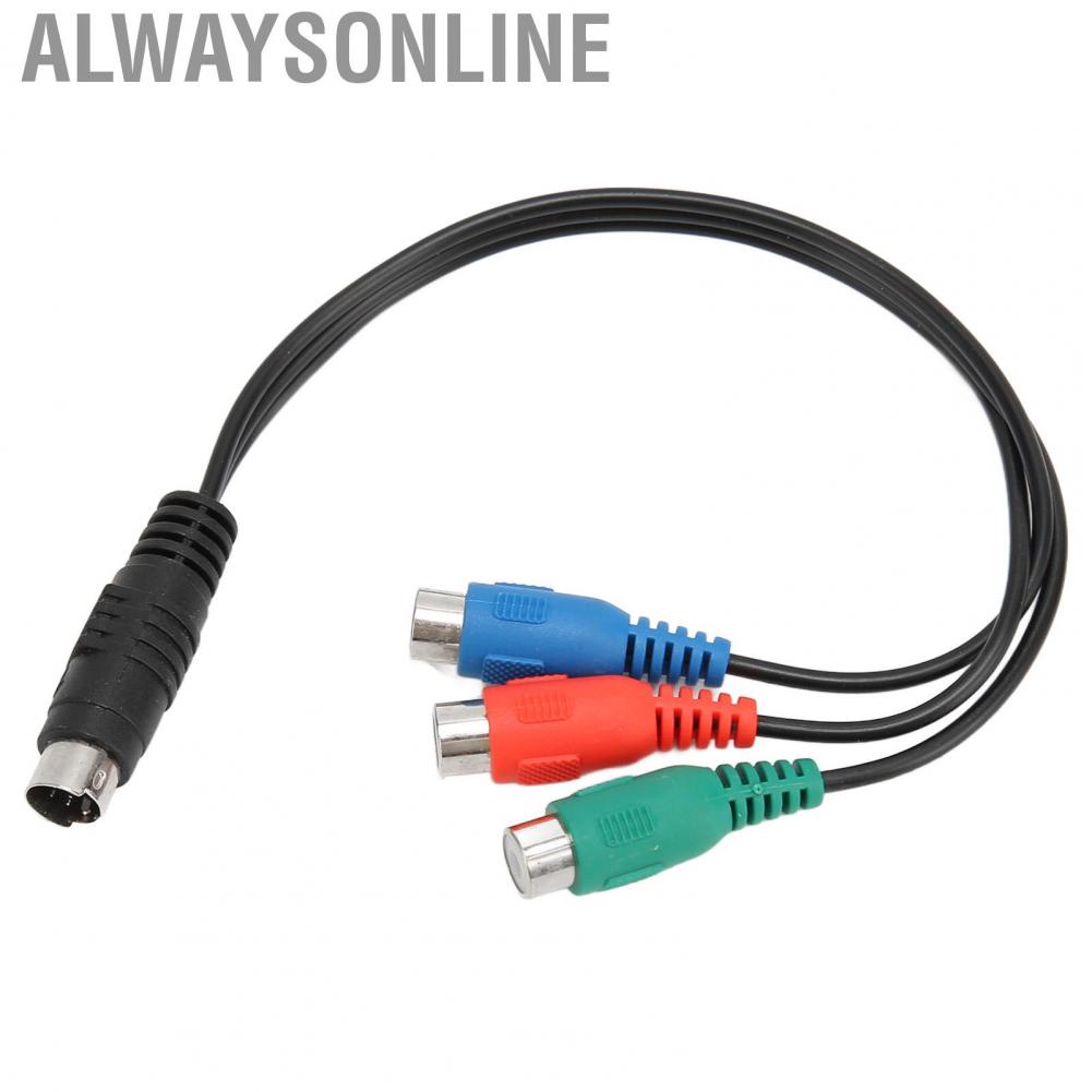 Alwaysonline S Video 7 Pin Male to 3RCA Female Cable High Accuracy AV Sound Adapter 0.9ft audio line