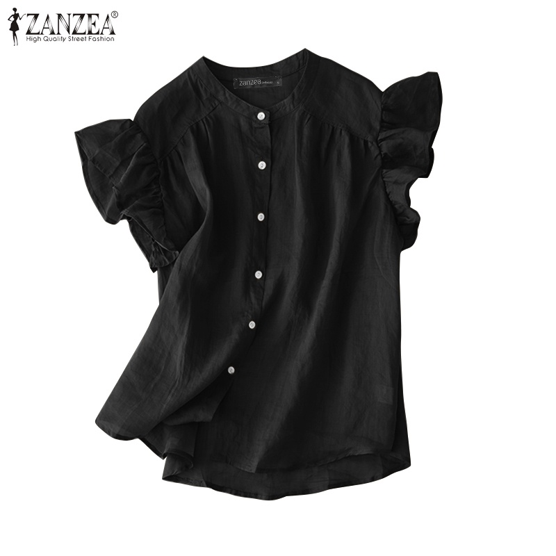 Áo nữ ZANZEA tay ngắn nhún bèo thời trang quyến rũ