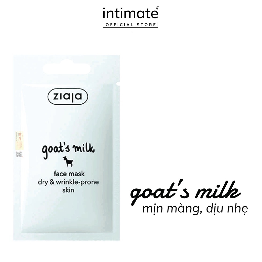 Mặt Nạ Dưỡng Da Chống Lão Hóa Goat's Milk Face Mask ZIAJA Giúp Dưỡng Ẩm, Giảm Nhăn Chiết Xuất Sữa Dê Gói 7ml