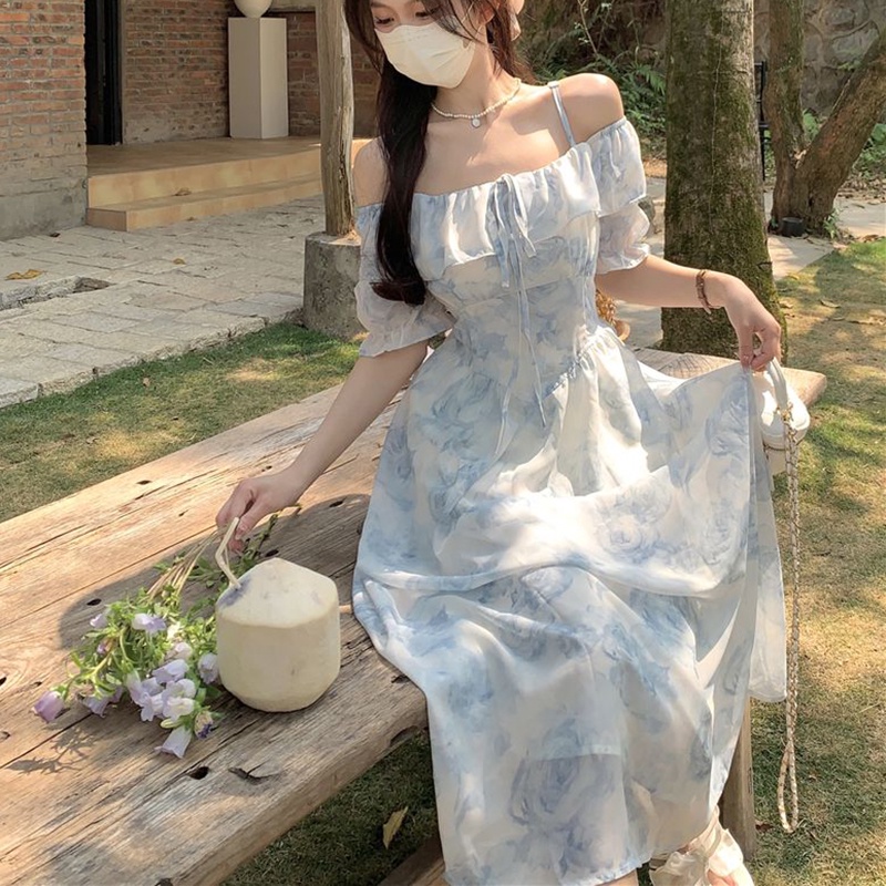 IELGY  Đầm Tay Ngắn Dáng Ôm Phong Cách Thời Trang Đơn Giản Dành Cho Nữ