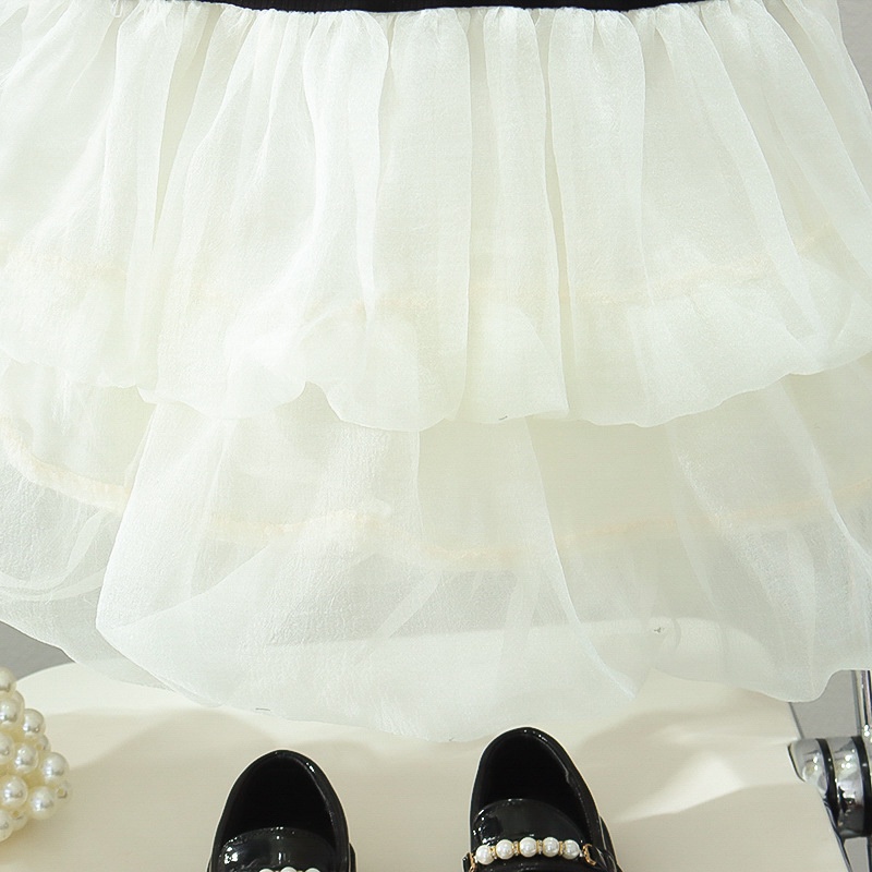 Đầm Công Chúa Hai Dây Màu Trắng Đen Thời Trang Mùa Hè Cho Bé Gái 0-4 Tuổi