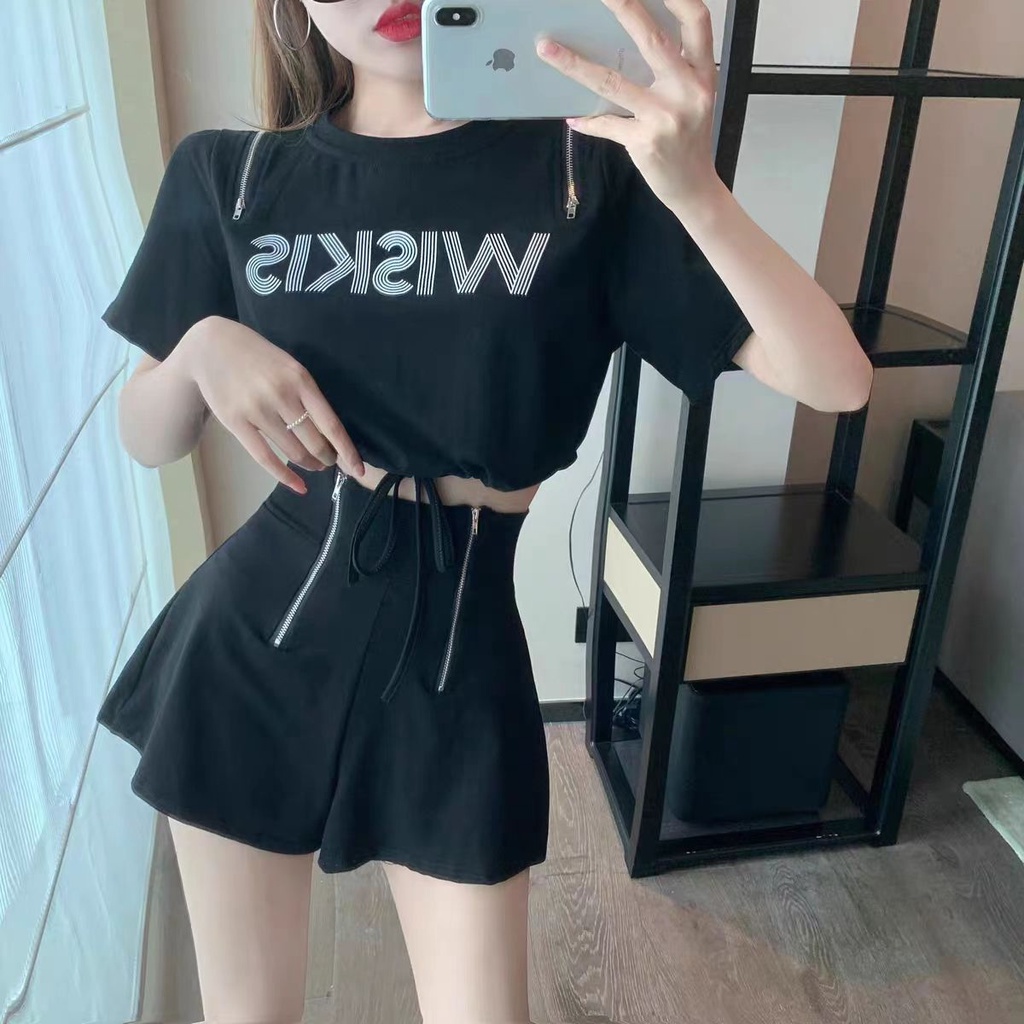 Bộ Áo Thun Ngắn Tay + Quần Short Thể Thao Dáng Rộng Thời Trang Mùa Hè Chất Lượng Cao Cho Nữ