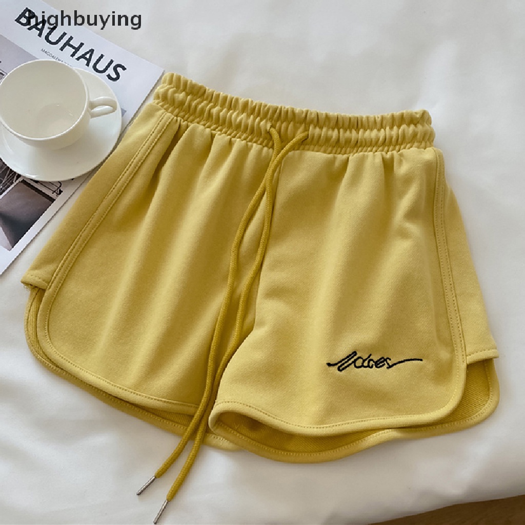 Quần Short Lưng Thun Dây Rút Thêu Chữ Belle Thời Trang Cho Nữ