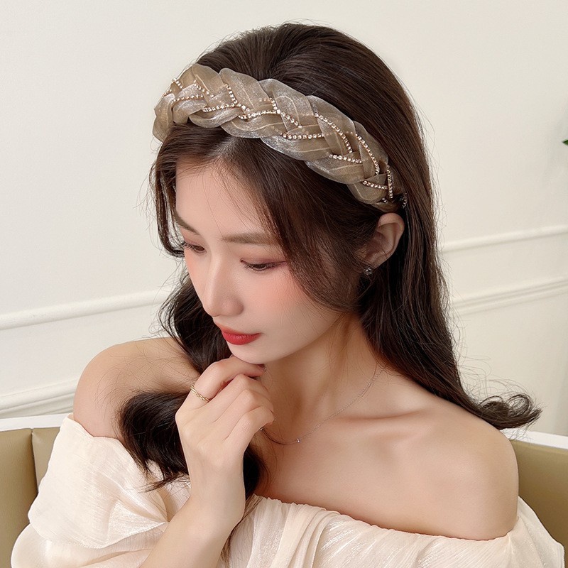 Băng Đô Vải Gạc Vành Rộng Đính Đá Thời Trang Mùa Hè 2023 Mới