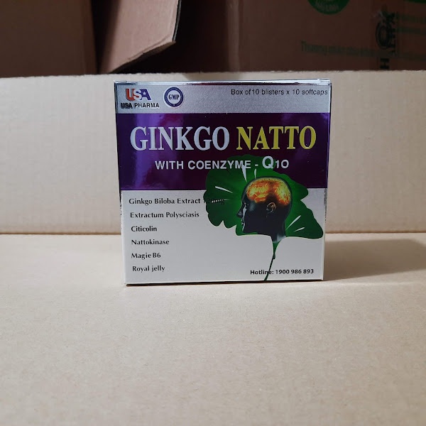 Hoạt huyết dưỡng não - GINKGO NATTO tím bạc With Coenzym Q10 - Ginkgo biloba 120mg - Hộp 100 viên
