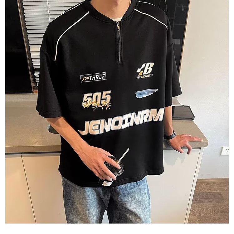 Áo Thun Tay Ngắn Dáng Rộng Phong Cách Hip Hop Đường Phố Mỹ Thời Trang Mùa Hè Mới Cho Nam