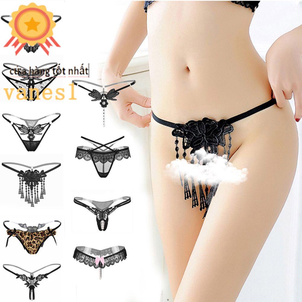 Quần Lót Chữ T Phối Ren Thêu Họa Tiết Rỗng Lưng Có 11 Kiểu Khác Nhau Cho Nữ VANES1