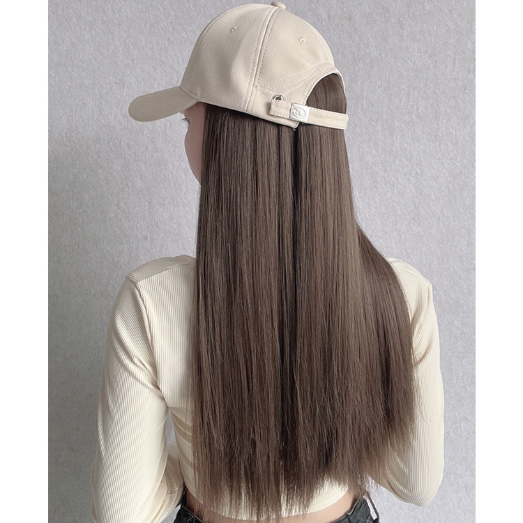 Mũ Lưỡi Trai Phối Tóc Giả Dài Thẳng Thời Trang Cho Nữ