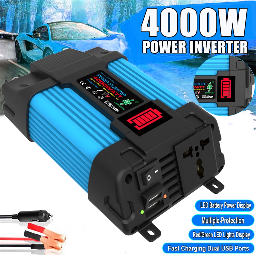 Bộ SạC 4000W Chuyển Đổi DC 12V Sang AC 110 / 220V 300W Cho Xe Hơi