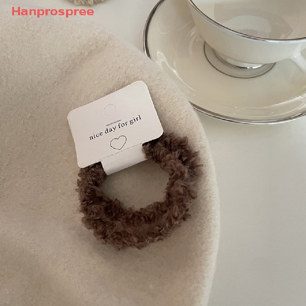 Set 2 Dây Buộc Tóc Cao Su Co Giãn Bọc Vải Lông Nhiều Màu Sắc Thời Trang Cho Nữ