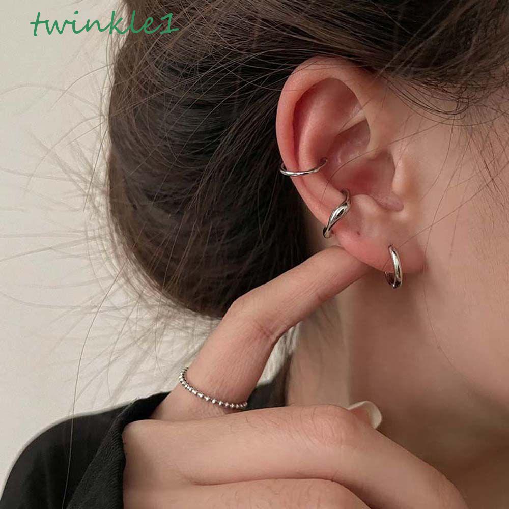 Bông Tai Dạng Kẹp Hình Tròn Nhỏ Lấp Lánh Thời Trang Sang Trọng Cho Nữ