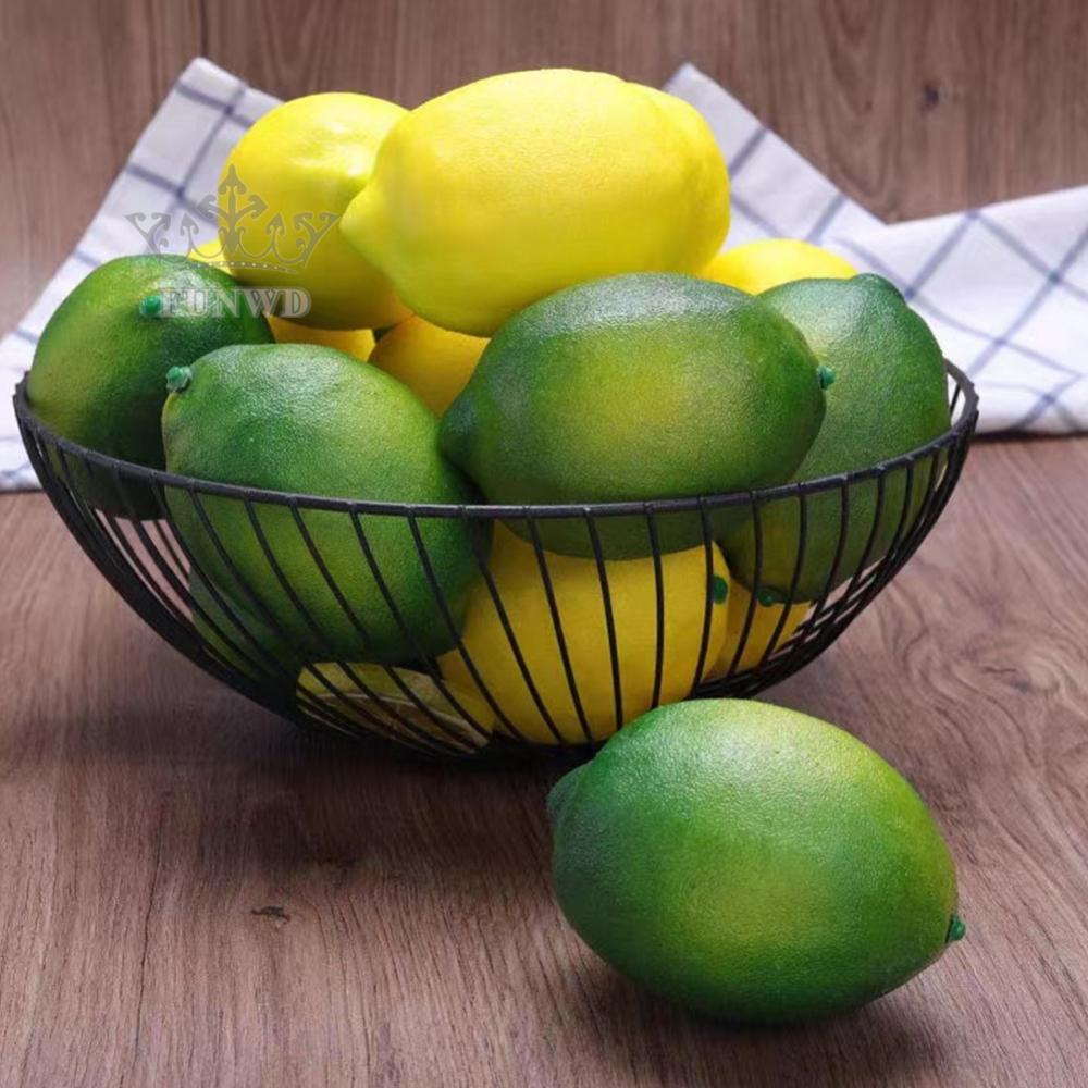 【FUNWD】6Pcs Artificial Lemons Plastic Fake Fruit For Home Decoration Photography Props