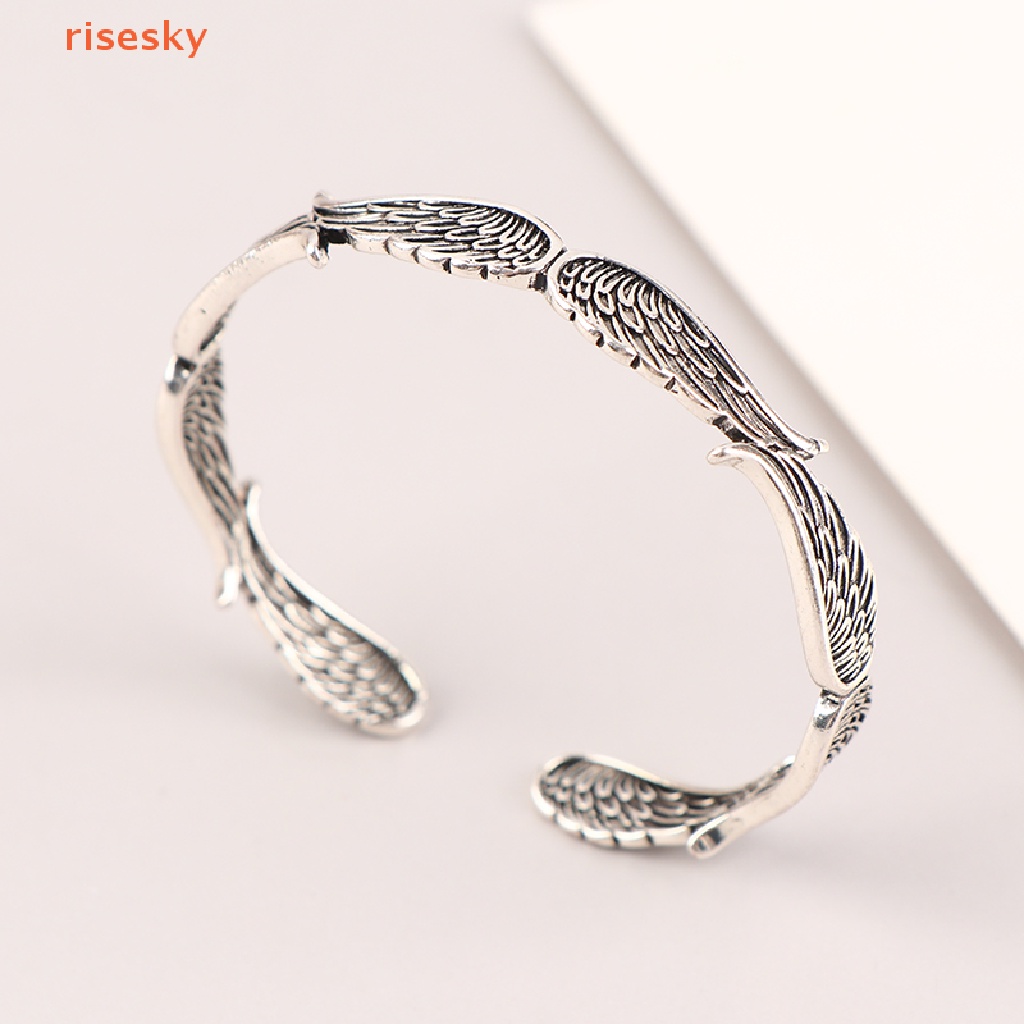 Vòng Tay Hở Hình Đôi Cánh Thiên Thần Bằng Kim Loại Phong Cách Retro Sáng Tạo Dành Cho Nam Nữ