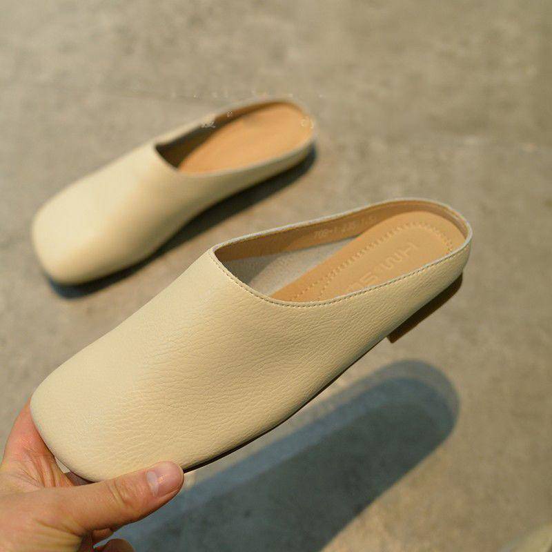 Hàng Có Sẵn!Dép Bít Mũi Vuông Đế Bằng Dễ Phối Đồ Thời Trang Cho Nữ