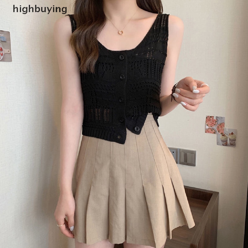 Áo Croptop Dệt Kim Không Tay Màu Sắc Thời Trang Mùa Hè Cho Nữ