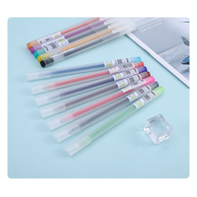 Set 12 Bút Mực Gel 0.5mm Màu Sáng / Đen Mượt Mà Thay Thế