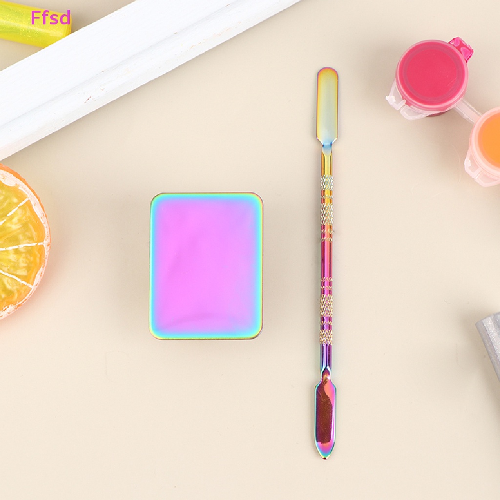 {Ffsd} Bảng Pha Màu Trang Điểm Móng Tay Bằng Thép Không Gỉ Cho Nữ