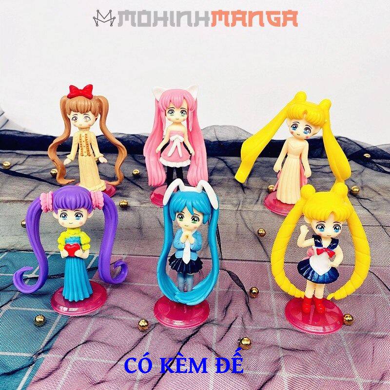 Mô hình chibi 6 nhân vật thủy thủ mặt trăng Sailor Moon Usagi Ami Rei Makoto Minako Mamoru Setsuna Michiru Haruka