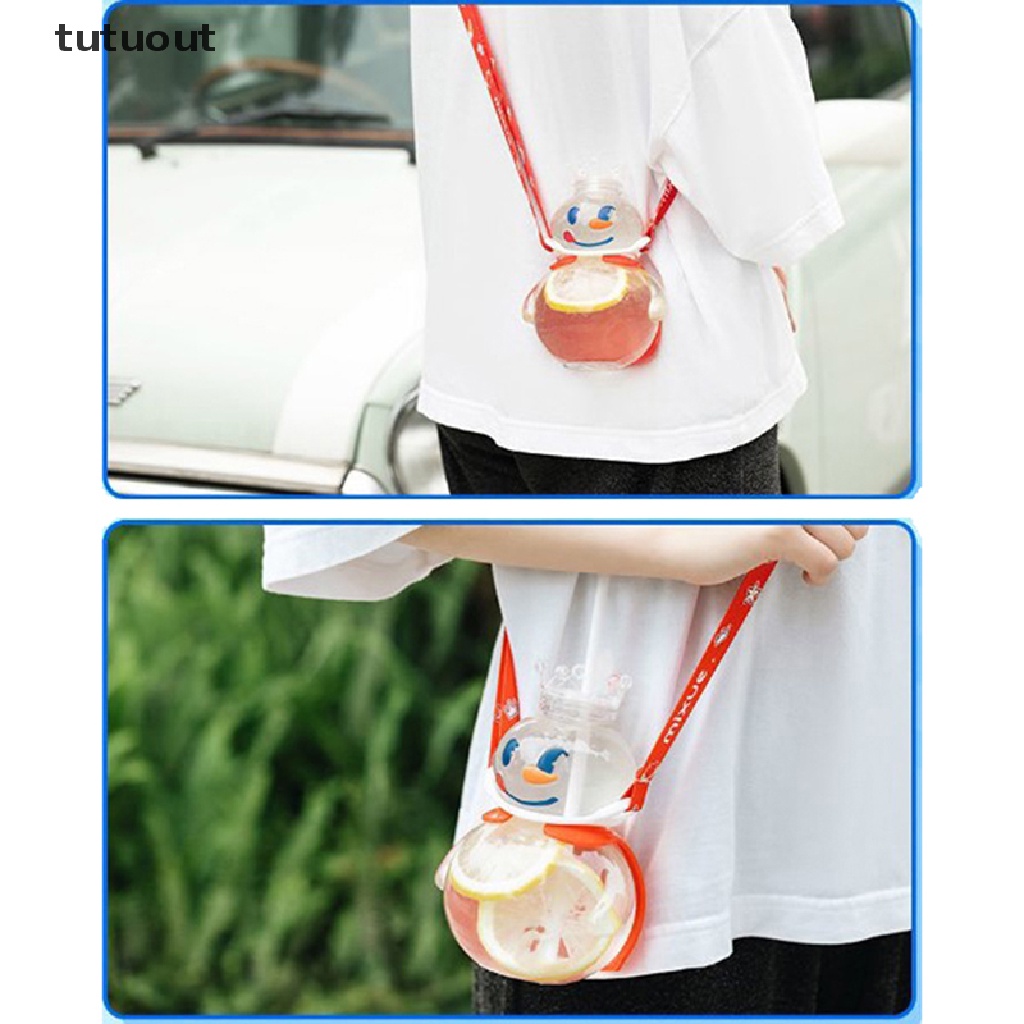 Bình Nước Có Ống Hút Họa Tiết Người Tuyết Hoạt Hình Dễ Thương