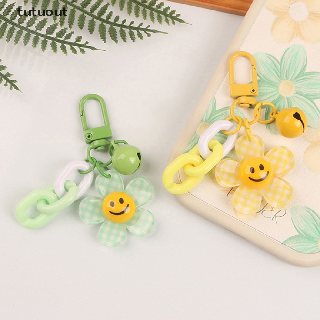 1 Móc Khóa Hình Bông Hoa Mặt Cười Nhiều Màu Dễ Thương