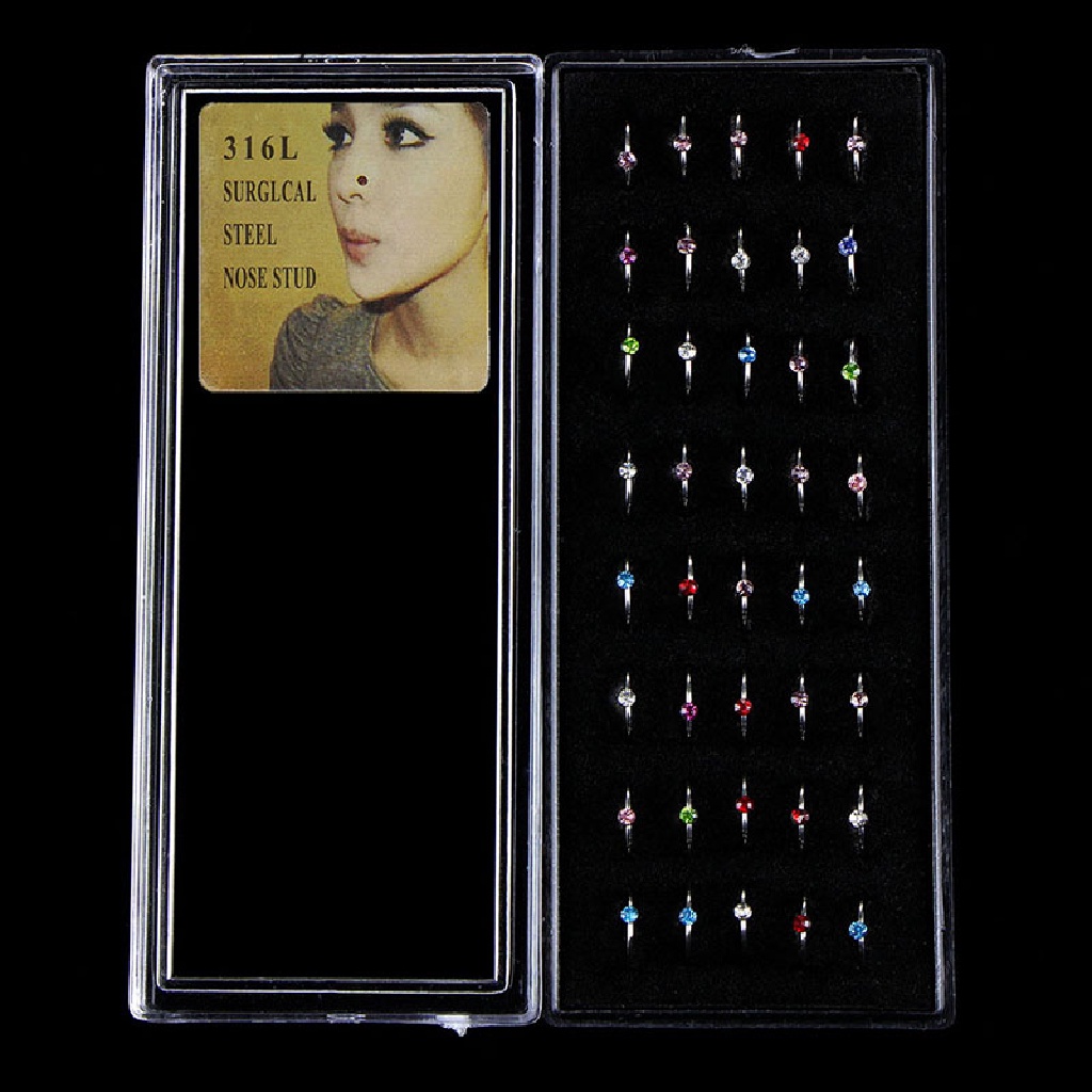 Set 40 Khuyên Mũi Thép Không Gỉ Đính Đá Cá Tính