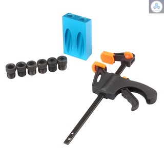 15pcs Pocket Hole Jig Kit 8mm 10mm 15 Degree Angle Drill Guide Woodwoorking Tool Inclined Hole Jig Hole Puncher Locator Jig Drill Bit Carpentry Tools