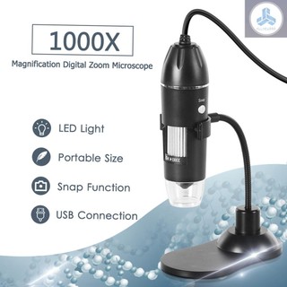 Digital Zoom Microscope USB Handheld & Desktop Magnifier 0.3MP Camera 8-LED Light Magnifying Glass 1000X Magnification for Windows/Mac System with Stand