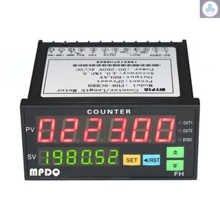 Multi-functional Dual Light-emitting Diode Display Digital Counter 90~265V AC/DC Length Meter with 2 Relay Output and Pulse PNP NPN
