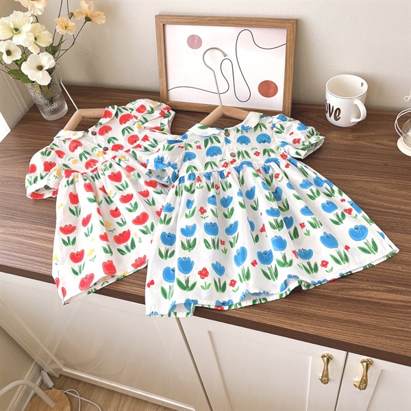Váy cổ sen hoa tuylip 1076 op