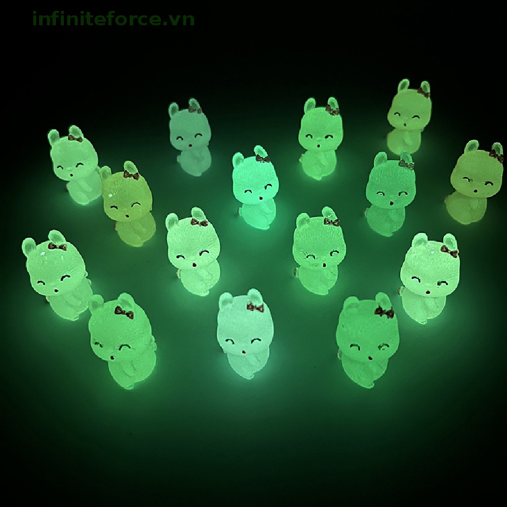 Set 2 Mặt Dây Chuyền Nhựa Hình Thỏ Dạ Quang DIY Dễ Thương Trang Trí Điện Thoại