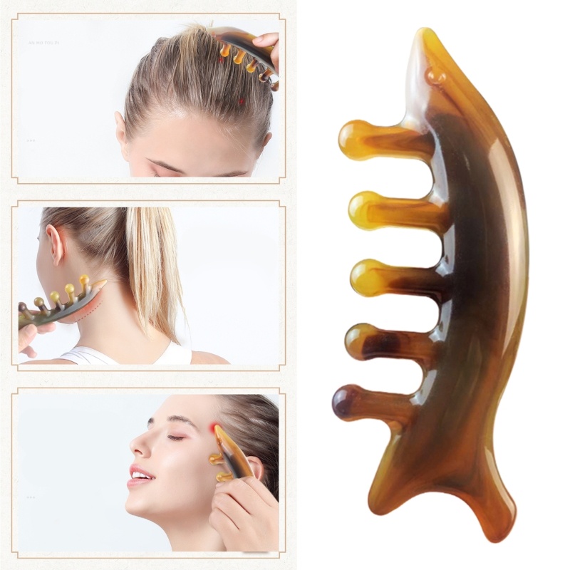 Lược Chải Tóc Massage Toàn Thân Hình Cá Mập Bằng Đá Meridian