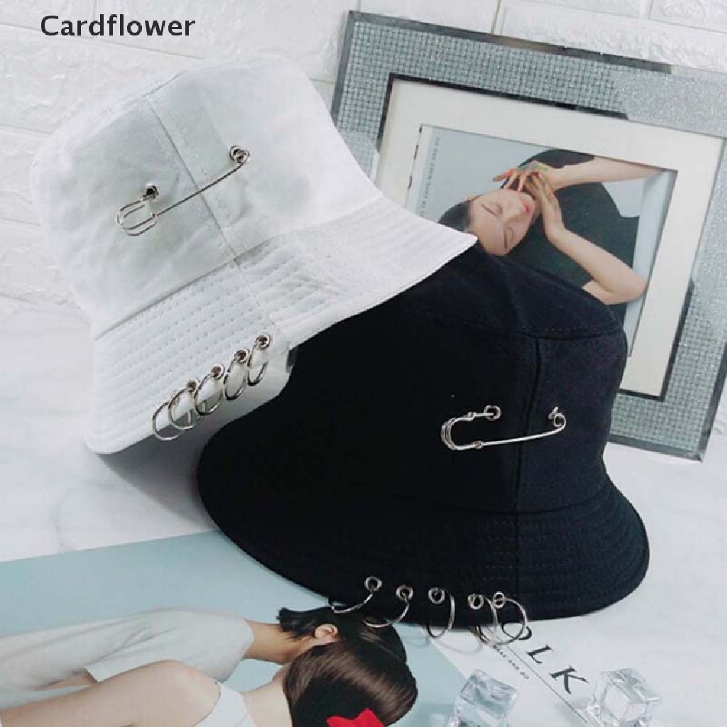 < Cardflower > Mũ Bucket Chống Nắng Mùa Hè Có Vòng Ghim Thời Trang Unisex