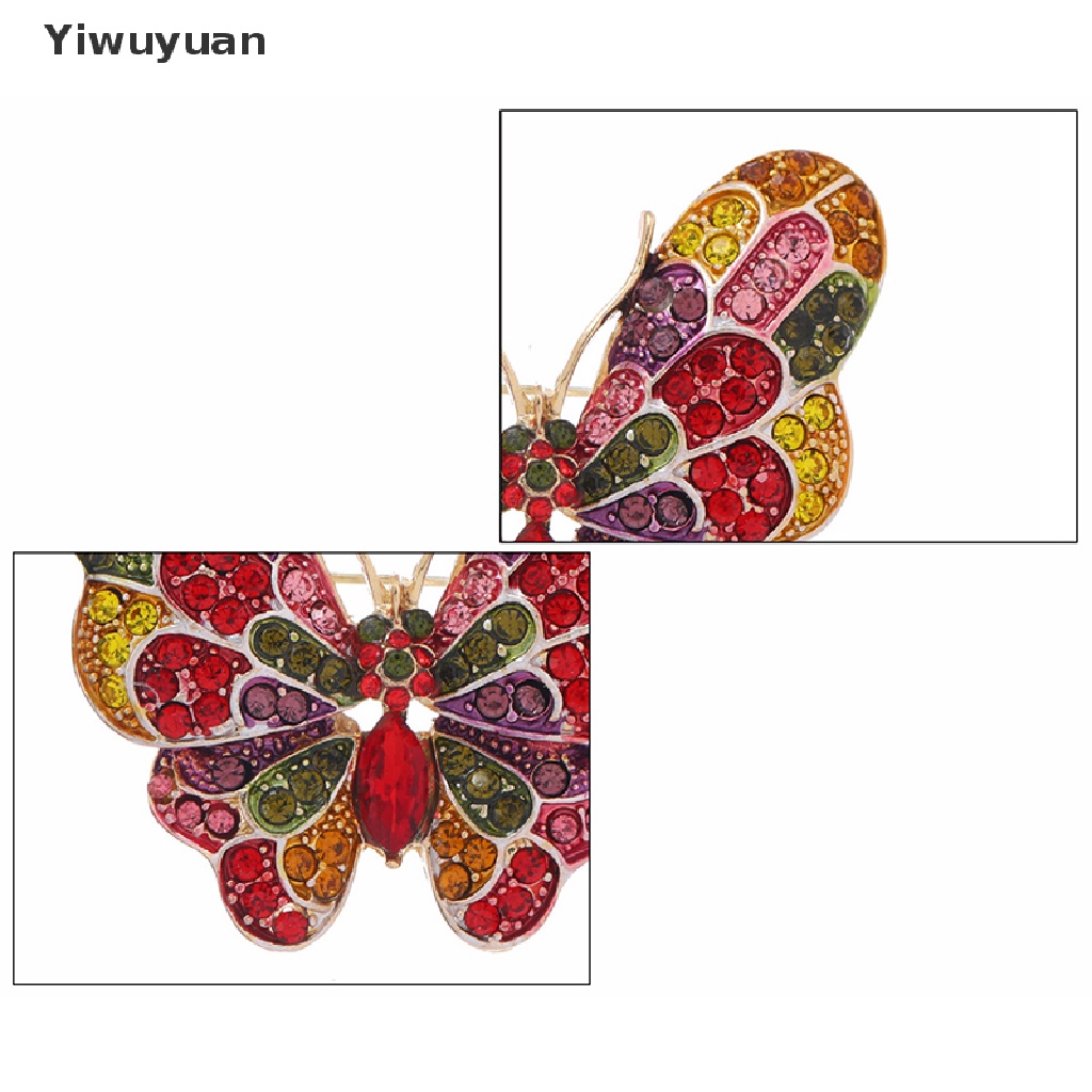 < Yiwuyuan > Ghim Cài Áo Hình Bướm Đính Đá Nhiều Màu Sắc Thời Trang Cho Văn Phòng Tiệc Tùng