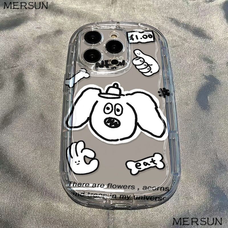 ✅Ốp Điện Thoại Mềm Chống Sốc Hình Cún Tai To Màu Trắng N1JX Cho Apple / promax8p7 / 12xsxr / White 1113