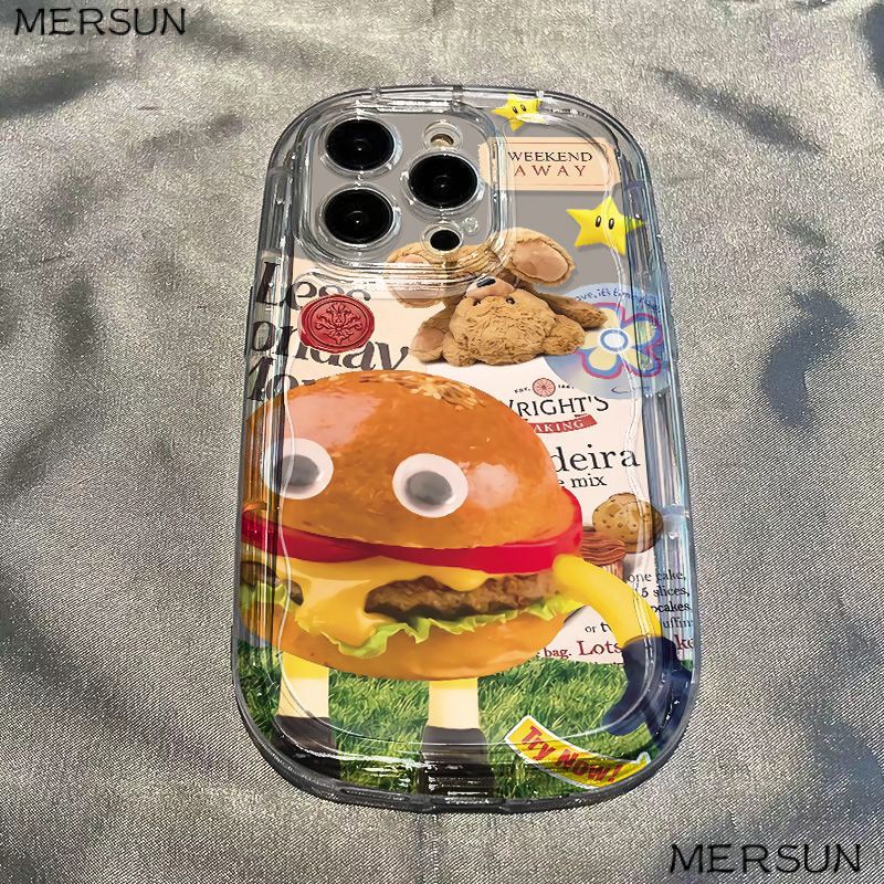 ✅Ốp Điện Thoại Mềm Trong Suốt Chống Sốc Hình Burger / 7 YYKQ Promax1312 xs8p / iPhone14 / Apple 11 xr