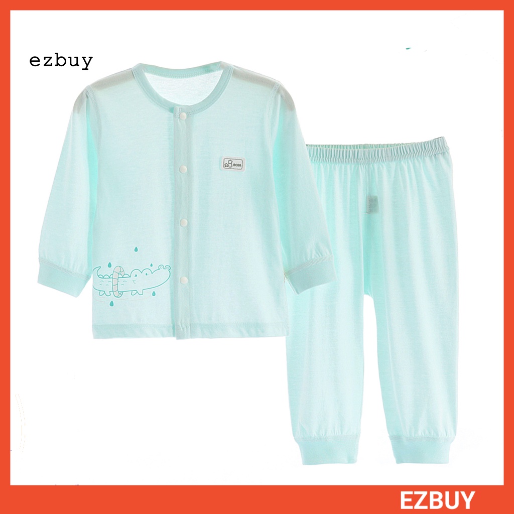 Bộ Đồ Ngủ 2 Món Tay Dài In Họa Tiết Hoạt Hình Động Vật Thân Thiện Với Da Thoáng Khí Thời Trang Mùa Hè Cho Bé