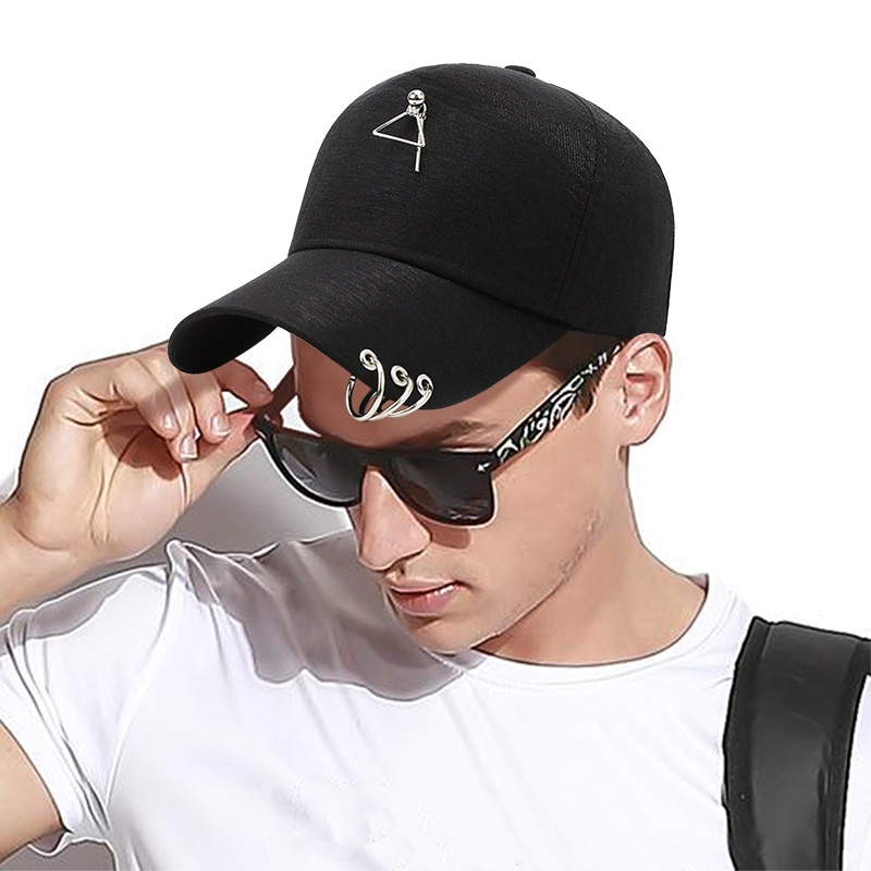 Mũ Lưỡi Trai Màu Đen Phối Dây Xích Phong Cách Hip Hop Thời Trang Mùa Hè Cho Nam Và Nữ