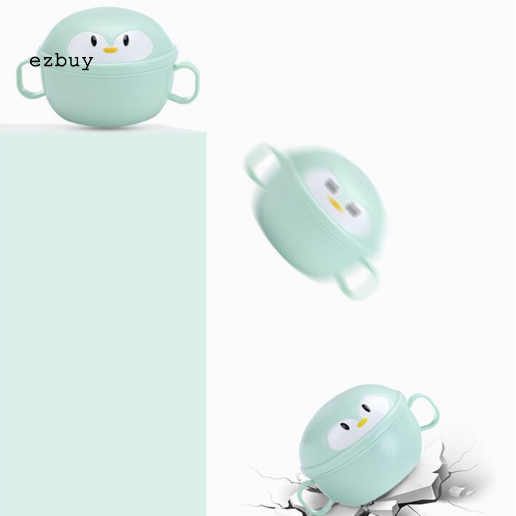 Bộ 2 Tô Ăn Dặm Cách Nhiệt Chống Trượt Hình Chim Cánh Cụt Hoạt Hình Cho Bé