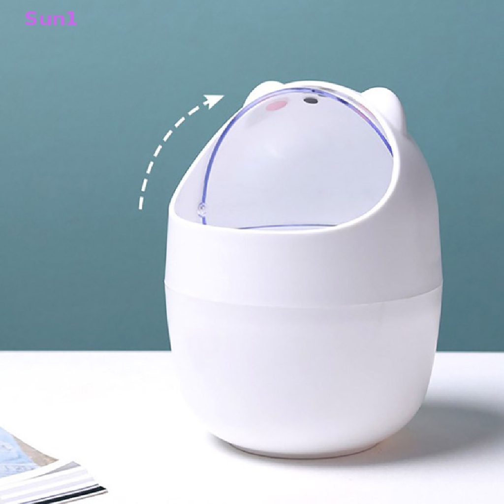 Thùng Rác Để Bàn Có Nắp Hình Gấu Dễ Thương Sun1 >