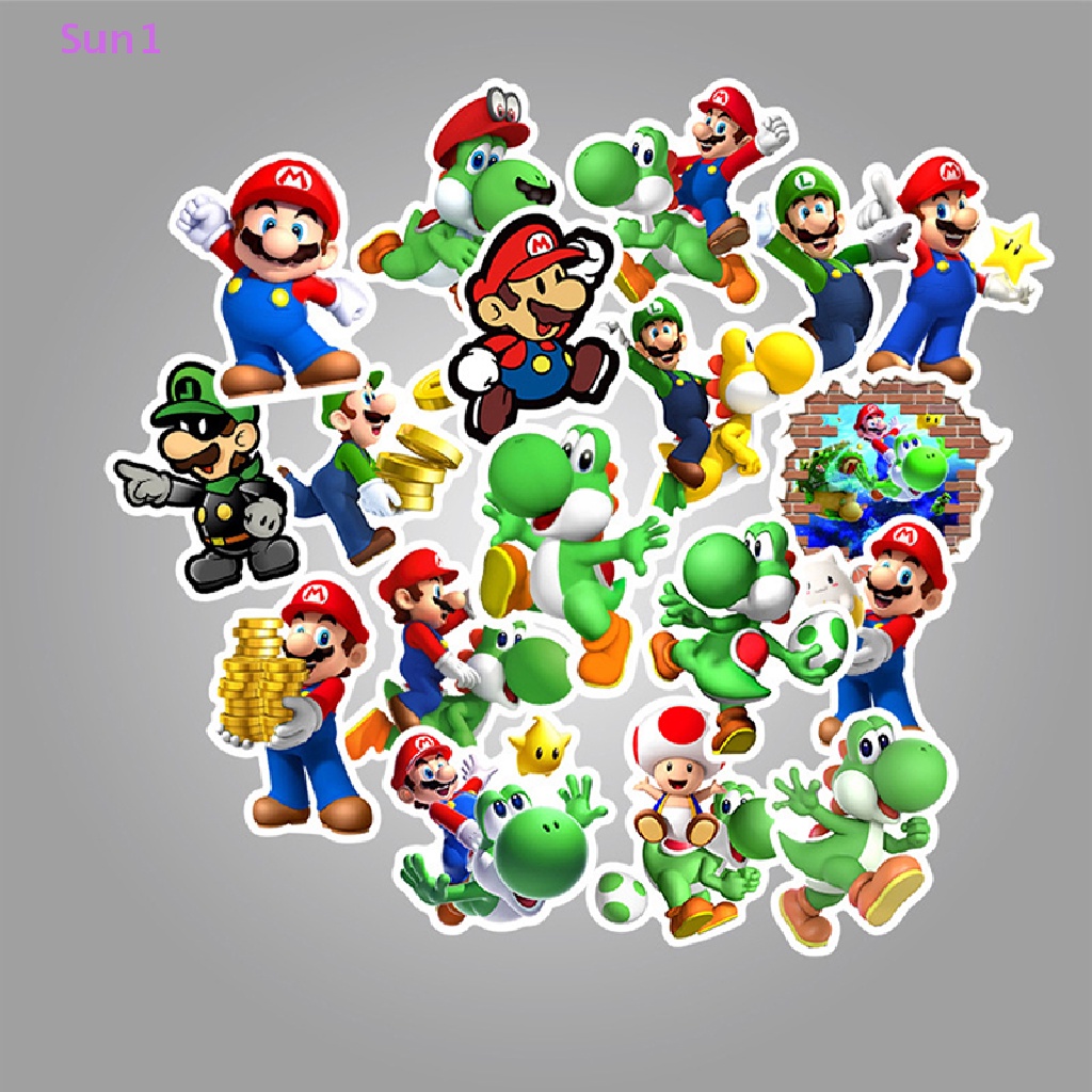 Set 50 Sticker Super Mario Bros Dán Trang Trí Ván Trượt / Laptop / Hành Lý DIY Sun1 >