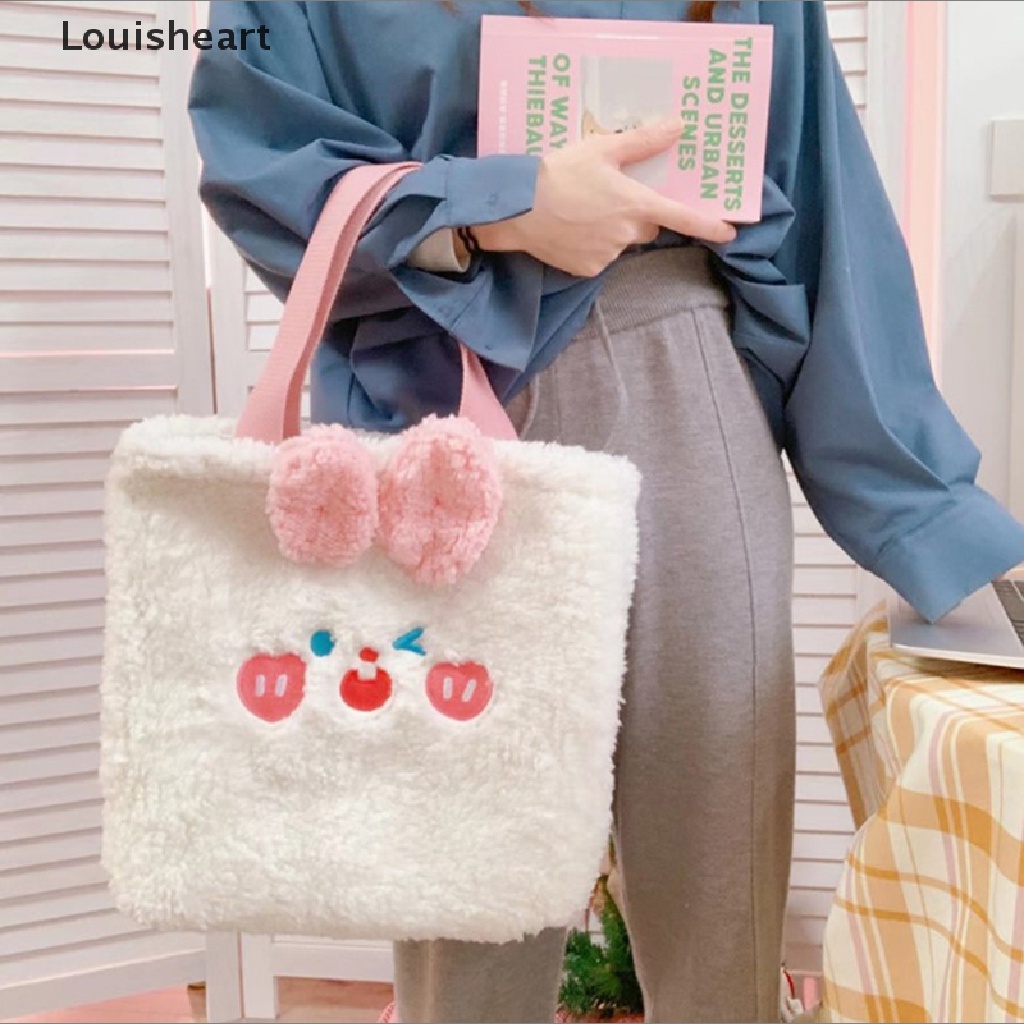 Louisheart Túi Xách Đeo Vai Phủ Lông Họa Tiết Chú Thỏ / Gấu Hoạt Hình Cỡ Lớn Thời Trang Cho Nữ TFG